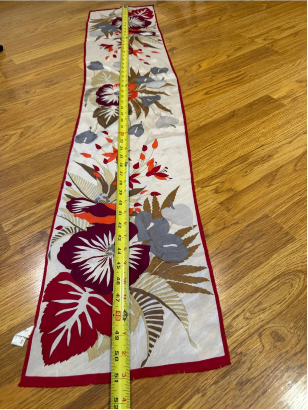 Vintage Oscar de la Renta Silk Scarf White Red Floral